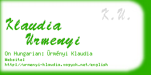 klaudia urmenyi business card